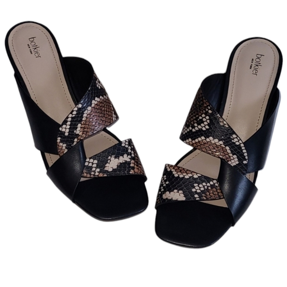Botkier Womens ULLA snake print Leather Square Toe Pumps‎ Sandals